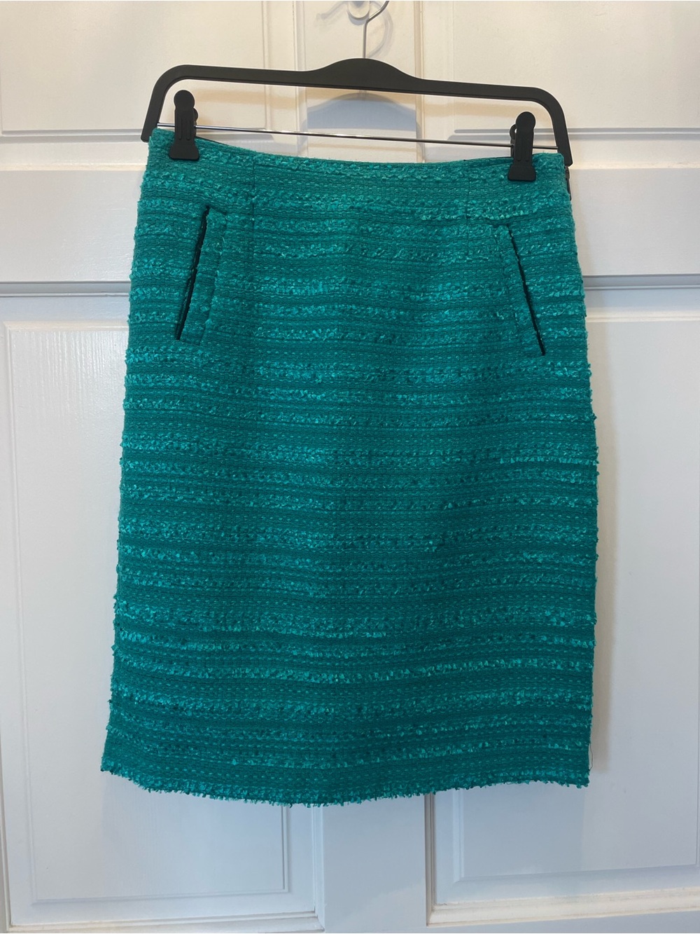 Halogen Marine Turquoise Teal Textured Tweed Boucle Pencil Skirt